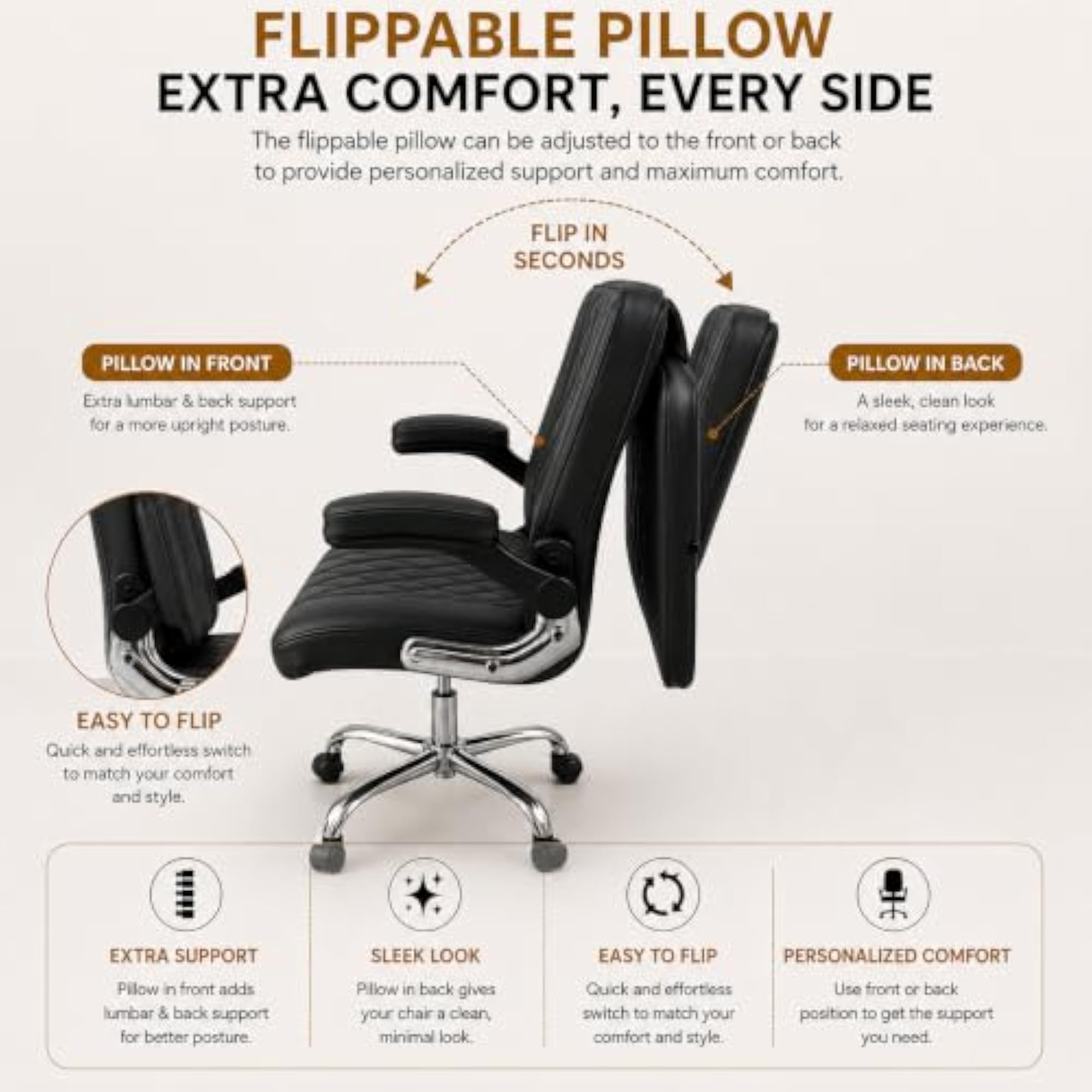 Executive Office Chair with Flippable Pillow